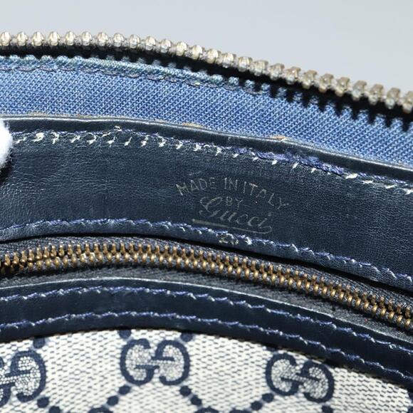 GUCCI GG Supreme Sherry Line Hand Bag Pvc Navy Gold - Picture 15 of 16